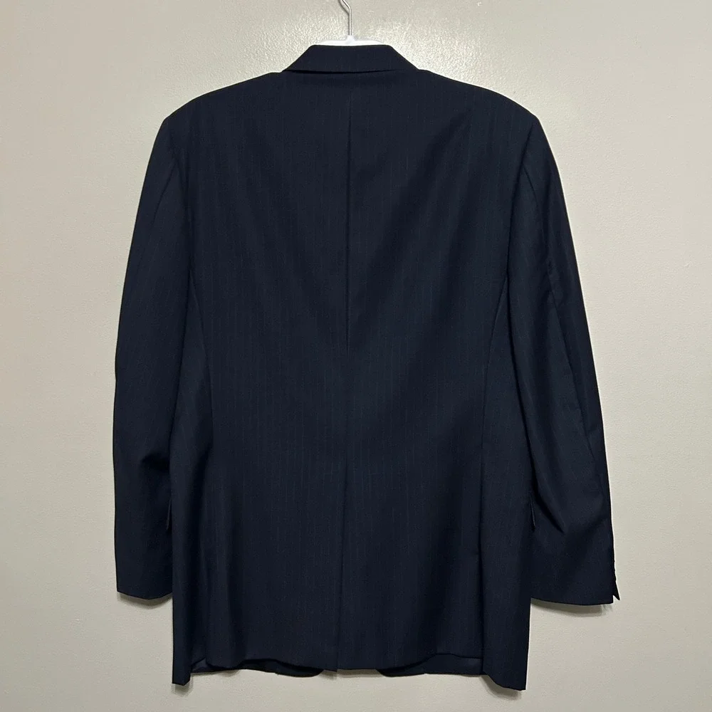 Loro Piana Hickey Freeman Blazer Mens 42 Long Navy Blue Pinstripe Wool Madison